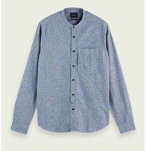 SCOTCH & SODA Hemp and Cotton Collarless Grandad Shirt Size Small